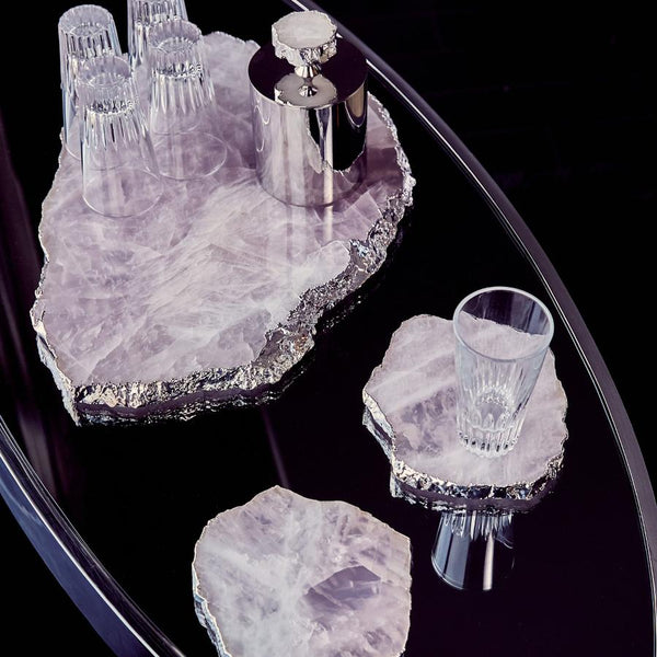 Kivita Coasters - Rose Quartz / Pure Silver