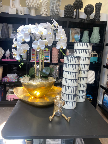 Bash Vessel Small including faux orchids (soft touch) stunning
