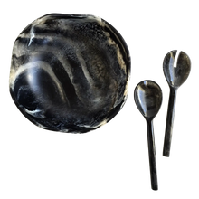 Load image into Gallery viewer, Wavy Resin Salad Serving Bowl &amp; Matching Server