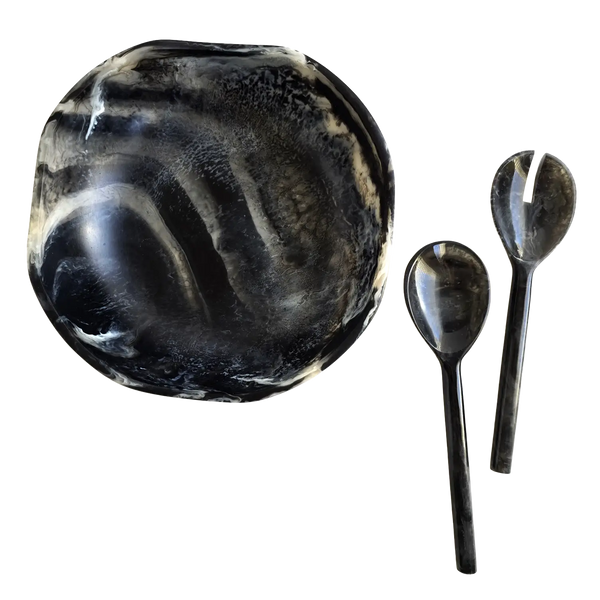 Wavy Resin Salad Serving Bowl & Matching Server