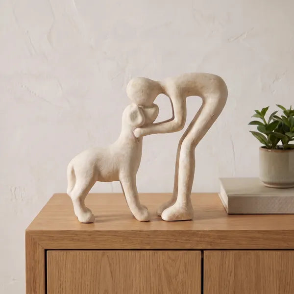 Companion Figure and Dog 8 Inch Resin Sculpture
