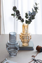 Load image into Gallery viewer, D7.7x13.8" Geometric Amber Luster Clear Accent Vase