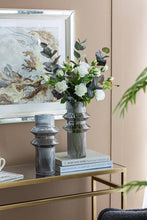 Load image into Gallery viewer, S/2 D5.9x12" Fluted Vases w/ Ribbed Design - Clear/Blue