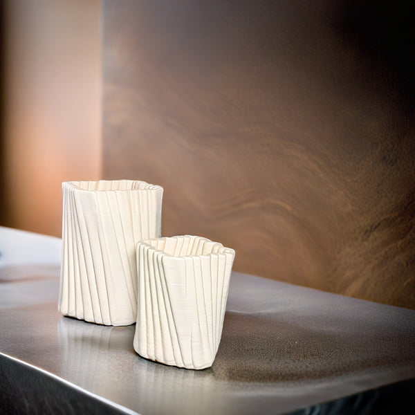 Square Ceramic Off-White Vase