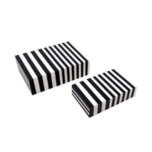 Load image into Gallery viewer, S/2 Black White Lidded Storage Boxes L:10x7x3" S:8x5x2"