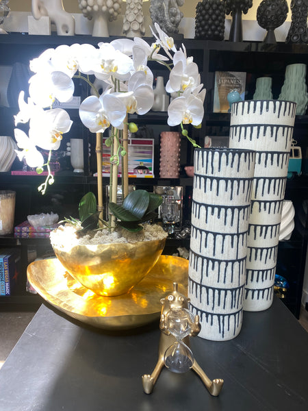 Bash Vessel Small including faux orchids (soft touch) stunning