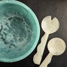 Load image into Gallery viewer, Large Hand Poured Resin Salad Serving Bowl &amp; White Server