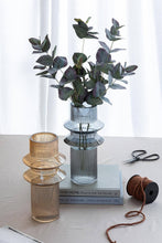 Load image into Gallery viewer, S/2 D5.9x12" Fluted Vases w/ Ribbed Design - Clear/Blue