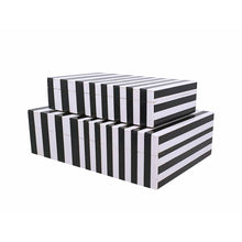 Load image into Gallery viewer, S/2 Black White Lidded Storage Boxes L:10x7x3" S:8x5x2"