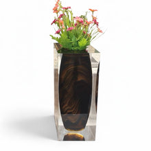 Load image into Gallery viewer, Premium Cast Resin Column Vase – Amber Agate-9.5"H