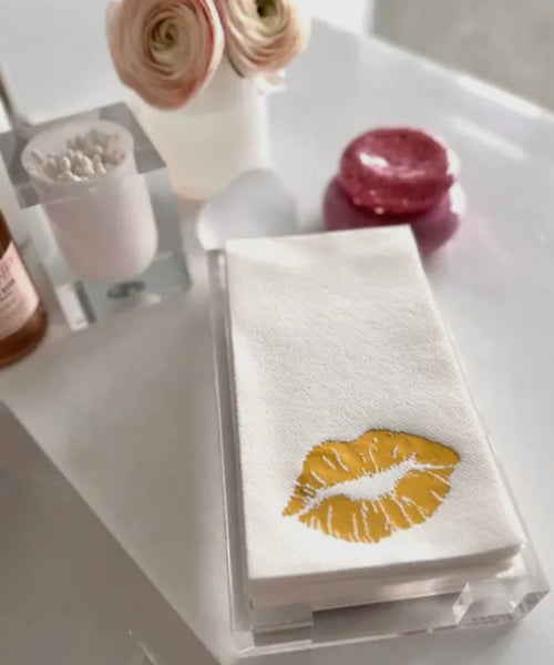 Acrylic Tray with Guest Towels / Smooch Gold