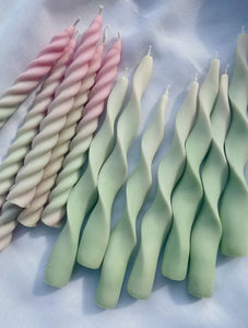 Ribbon Tappered Candles Set