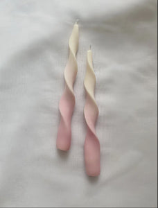 Ribbon Tappered Candles Set