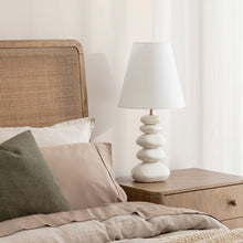 Load image into Gallery viewer, Oslo Ceramic White Stacked Stone Table Lamp