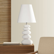 Load image into Gallery viewer, Oslo Ceramic White Stacked Stone Table Lamp