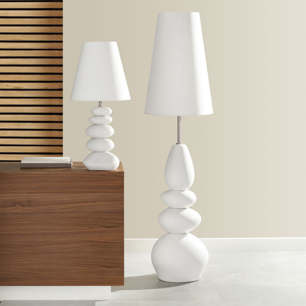 Oslo Ceramic White Stacked Stone Floor Lamp