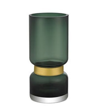 Load image into Gallery viewer, Retro Futurist, Luxury Green Glass Vase with Gold Tier