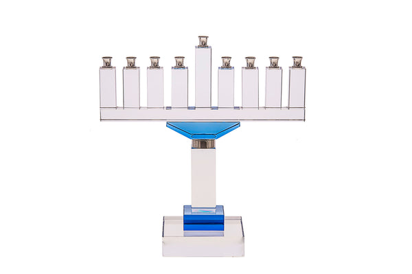 Menorah Crystal Blue (For Candles)
