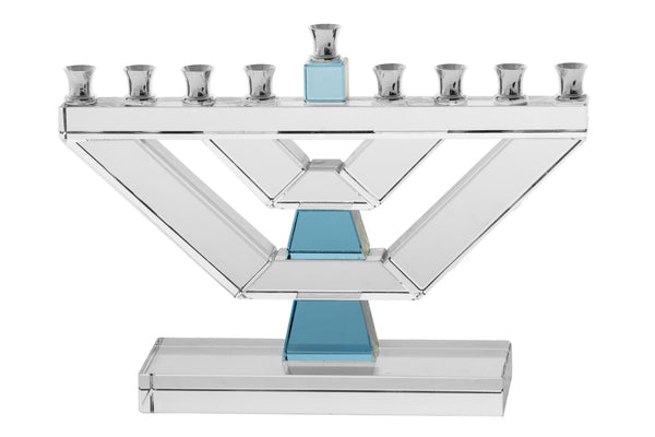 MENORAH CRYSTAL WITH BLUE - Small