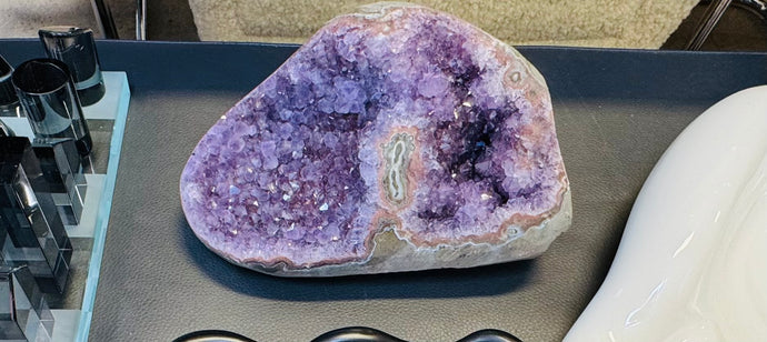 Polished Amethyst Druze Stand Up