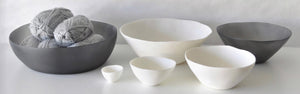 Sculpt Tapered Bowl Large - Grey & White