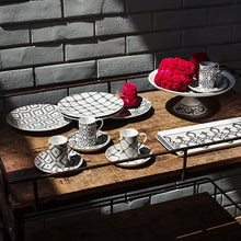 Load image into Gallery viewer, CALCADA PORTUGUESA SET OF 4 DESSERT PLATES IN WHITE &amp; BLACK