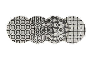 CALCADA PORTUGUESA SET OF 4 DESSERT PLATES IN WHITE & BLACK