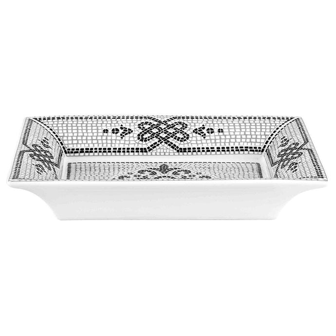 CALCADA PORTUGUESA RECTANGULAR TRAY IN WHITE & BLACK