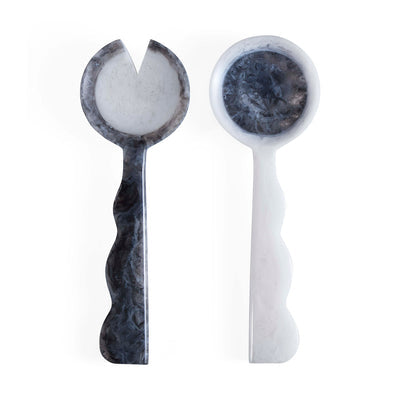 COMO BLACK & WHITE RIPPLE SALAD SERVING SET