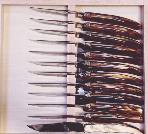 Box of 12 Berlingot Steak Knives- Capuccino Handles