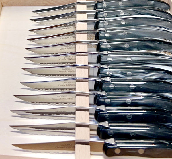 Box of 12 Berlingot Steak  Knives  Grey Colour handles