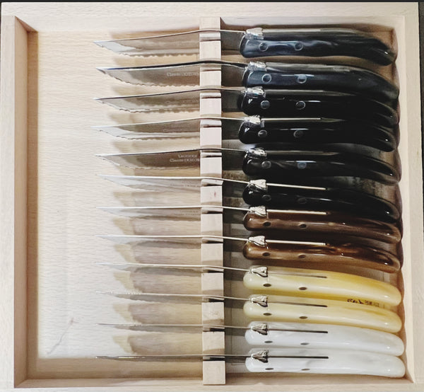 Box of 12 Berlingot Steak Knives Neutral Colours Handles