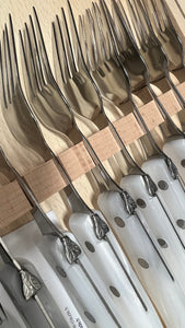 Box of 12 Berlingot Steak Fork White Colours Handles