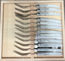 Load image into Gallery viewer, Box of 12 Berlingot Steak Fork White Colours Handles