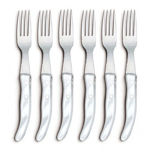 Box of 12 Berlingot Steak Fork White Colours Handles
