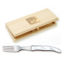 Load image into Gallery viewer, Box of 12 Berlingot Steak Fork White Colours Handles