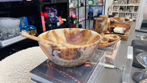 Resin Decorative Bowl w/ Server - Rustic Color