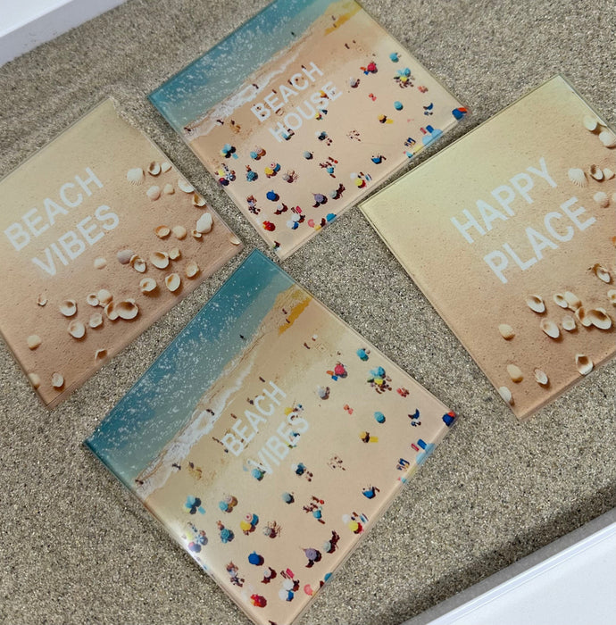 Beach Life  Glass Coasters ( Set of 4)