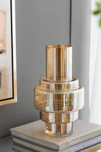 Load image into Gallery viewer, D7.7x13.8" Geometric Amber Luster Clear Accent Vase