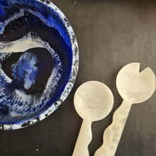 Load image into Gallery viewer, Large Hand Poured Resin Salad Serving Bowl &amp; White Server