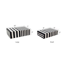 Load image into Gallery viewer, S/2 Black White Lidded Storage Boxes L:10x7x3" S:8x5x2"
