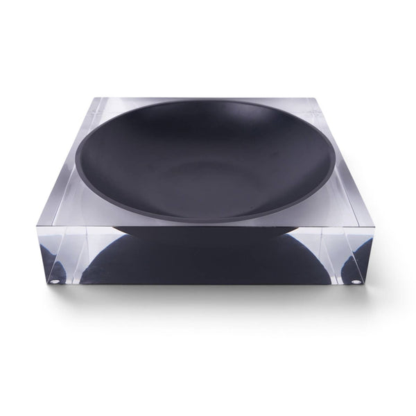 Large Premium Clear Resin Bowl with Black Enamel Center – 12