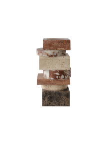 Pila Vase Red Travertine, Rosso, Travertine and Emperador