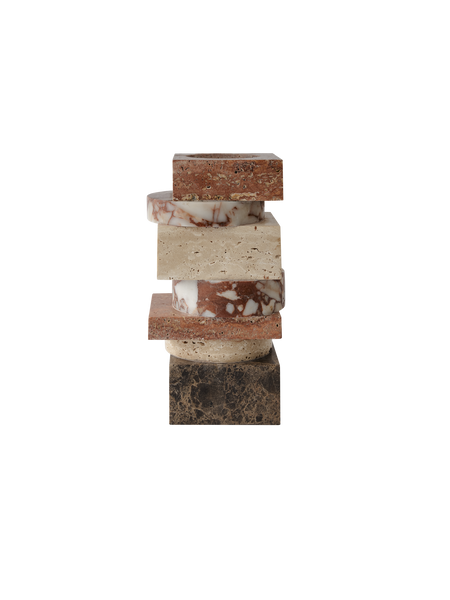 Pila Vase Red Travertine, Rosso, Travertine and Emperador