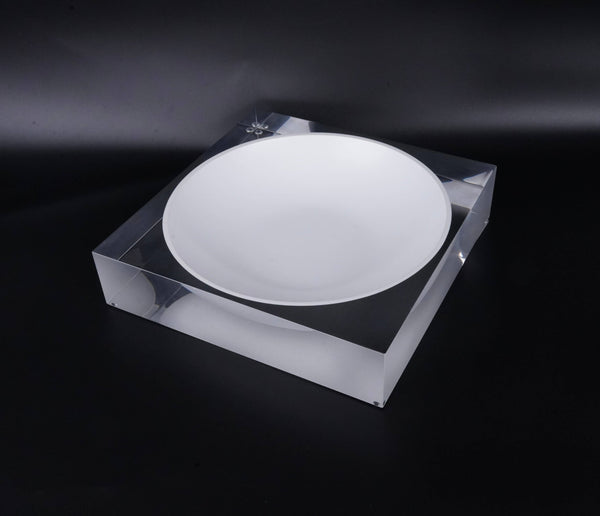 Large Premium Clear Resin Bowl with White Enamel Center-12.6