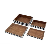 Load image into Gallery viewer, S/2 Black White Lidded Storage Boxes L:10x7x3" S:8x5x2"