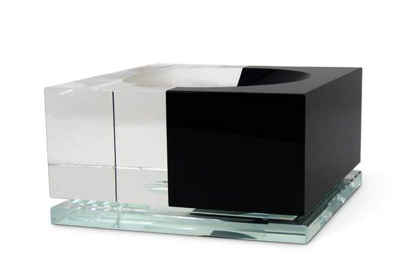 Shallow Black Clear Crystal Bowl