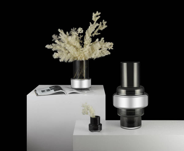 Retro Design Vase Glass - XXL Silver