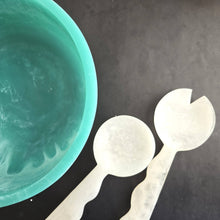 Load image into Gallery viewer, Large Hand Poured Resin Salad Serving Bowl &amp; White Server