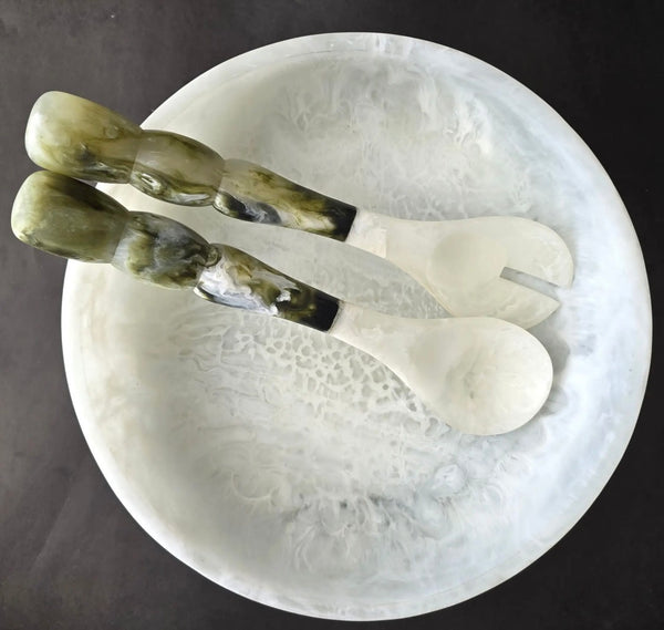 Shallow, Hand Poured Resin Serving Bowl & Matching Server